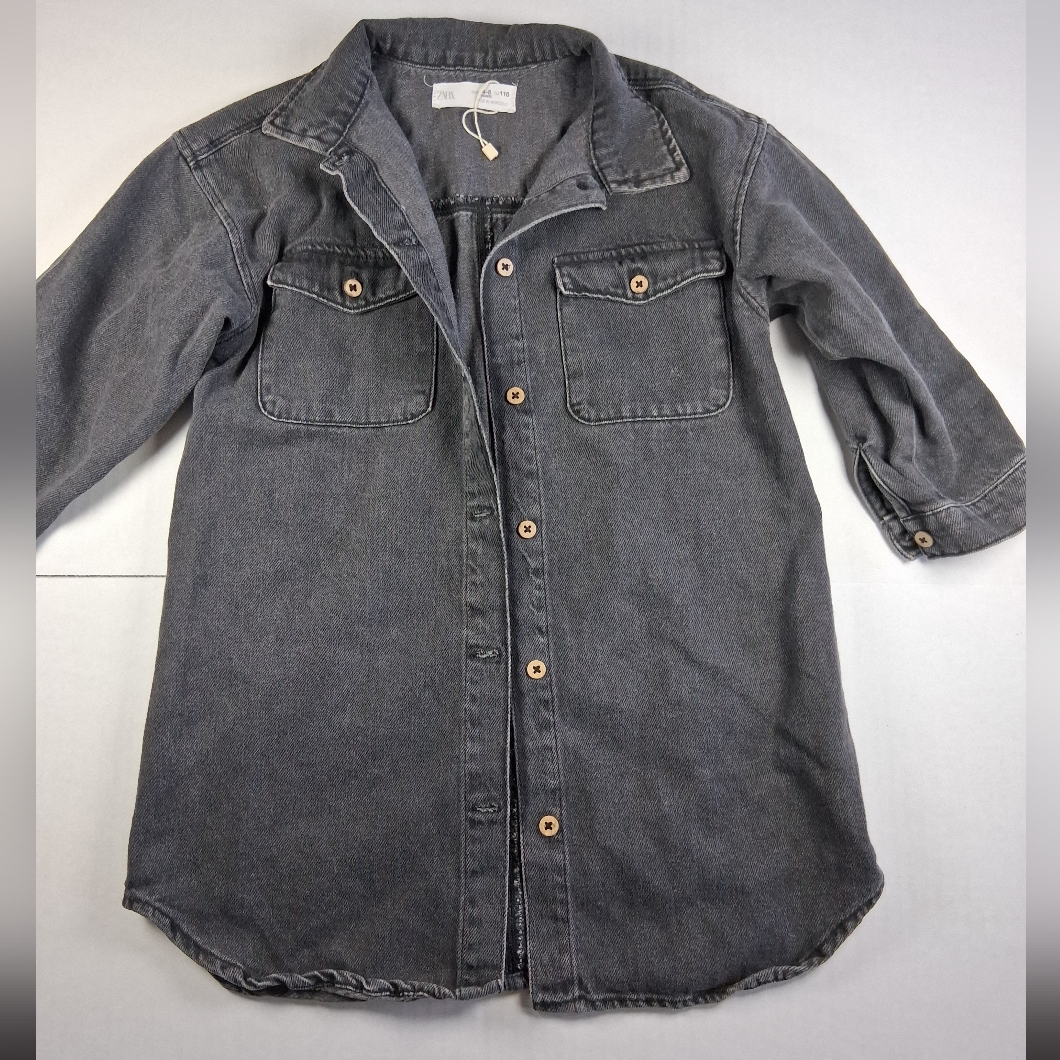 Zara Quarter Sleeve Denim Button Down Dress Size 4-5 Yrs